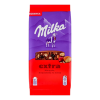 Шоколад Milka Extra молочный c миндалем, клюквой и киноа 130гр