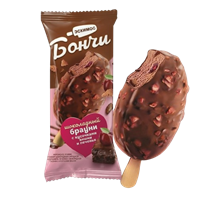 Мороженое Бончи шоколадный брауни с кусочками вишни и печенья 65гр 