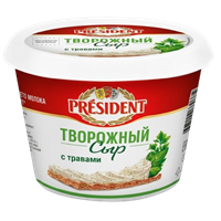 Сыр творожный President с травами 140гр