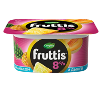Йогурт Fruttis Малина\Ананас-Дыня 8% 115гр