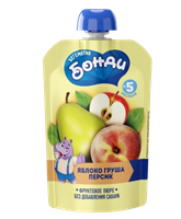 Фруктовое пюре Бонди яблоко-груша-персик 90гр