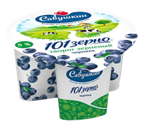 Творог зерненый Савушкин 101 Зерно сливки и черника 5% 130гр