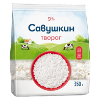 Творог Савушкин рассыпчатый 9% пакет 350гр