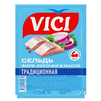Сельдь VICI Традиционная филе-кусочки в масле 150гр