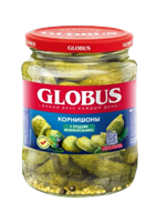 Корнишоны Globus маринованные с ягодами можжевельника 500мл