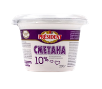 Сметана Президент 10% 200гр