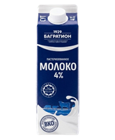 Молоко Багратион 4% 0,9л