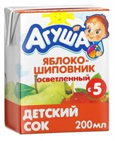 Сок Агуша Яблоко-Шиповник осветленный 200мл
