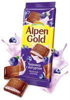 Шоколад Альпен Гольд с чернично-йогуртовой начинкой 85гр