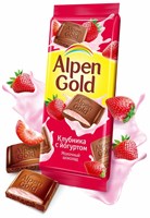 Шоколад Альпен Гольд с клубнично-йогуртовой начинкой 85гр